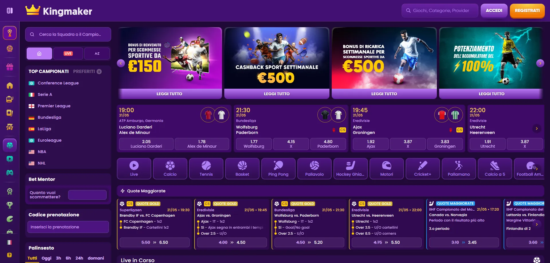 Scommesse Sportive e Live Betting
